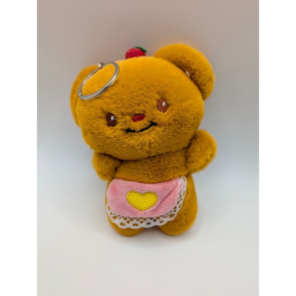 Unbranded Other - Kawaii Plush Teddy Bear Keychain Pink Heart Apron Lace Trim‎ Cherry Accent 5 in